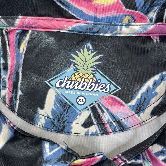 Chubbies Performance Polo Shirt Men XL Tropical Short Sleeve Pink Black Resort Q - Picture 5 of 7